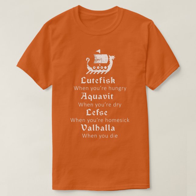 Lutefisk Aquavit Lefse Valhalla Viking Scandinavia T-Shirt (Design vorne)