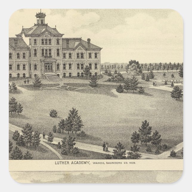 Luther Academy, Nebraska Quadratischer Aufkleber (Vorderseite)