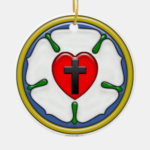 Luther Rose Embossed Look Keramik Ornament