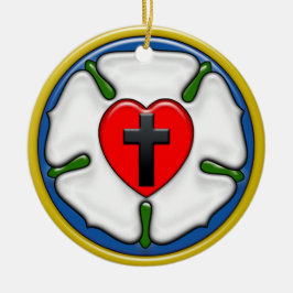 Luther Rose Embossed Look Keramik Ornament