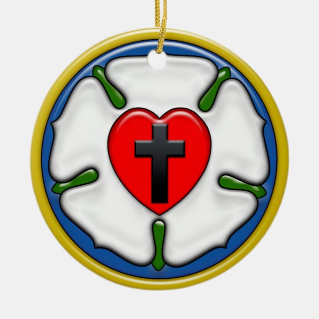 Luther Rose Embossed Look Keramik Ornament (Vorne)