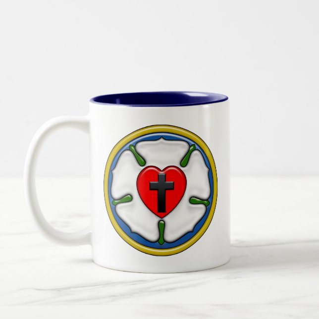 Luther Rose Embossed Look Zweifarbige Tasse (Links)