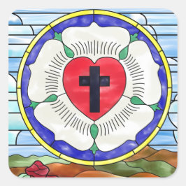 Luther Rose Glass Window Quadratischer Aufkleber