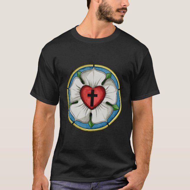 Luther Rose Siegel Lutheran Symbol Christlich Cros T-Shirt (Vorderseite)