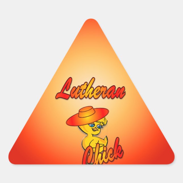 Lutheran Chick #5 Dreieckiger Aufkleber (Vorderseite)