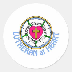 Lutheran im Herzen Runder Aufkleber