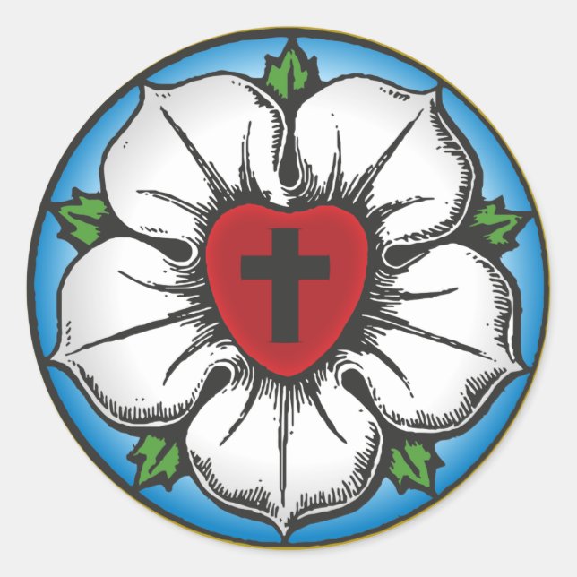 Lutherische Rose Runder Aufkleber (Vorderseite)