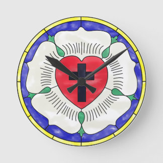 Lutherrose Buntglas Runde Wanduhr
