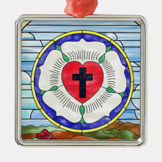 Lutherrose-Buntglasfenster Ornament Aus Metall