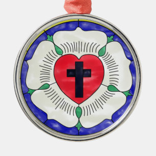 Lutherrose-Buntglasfenster Silbernes Ornament
