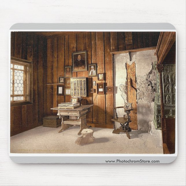 Luthers Studie, Wartburg, Thüringen, Deutschland Mousepad (Vorne)