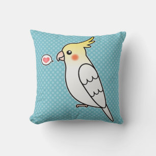 Lutino Cartoon Cockatiel Parrot Bird Liebe Kissen