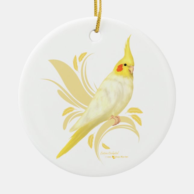 Lutino Cockatiel Keramikornament (Vorne)