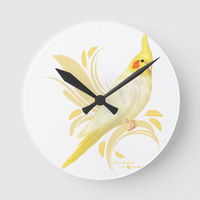 Lutino Cockatiel Runde Wanduhr (Vorderseite)