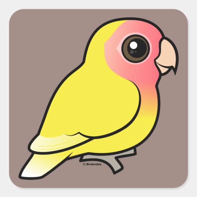 Lutino Peach-face Lovebird Quadratischer Aufkleber (Vorderseite)