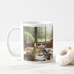 Lutino und Normal Graue Nymphensittich-Papageien-V Kaffeetasse