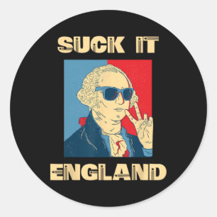 Lutsch es England George Washington Lustig 4. Juli Runder Aufkleber