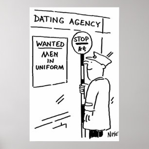Lutscher-Mann liest ein Inserat einer Partnervermi Poster