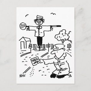 Lutscher-Mann macht Gartenarbeit Postkarte