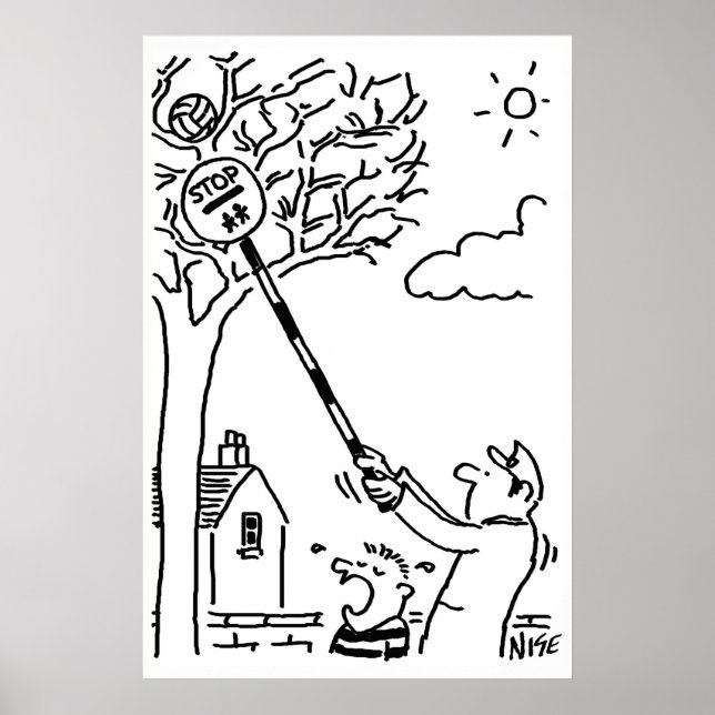 Lutscher-Mann rettet Ball aus Baum Poster (Vorne)