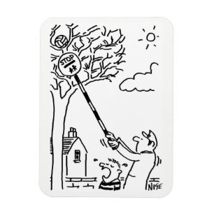 Lutscher-Mann rettet einen Ball in einem Baum. Lus Magnet
