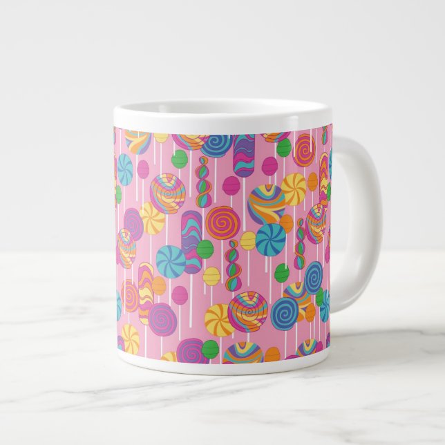 Lutscher-Süßigkeits-Muster Jumbo-Tasse (Vorderseite Rechts)