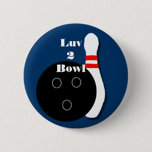 Luv 2 Schüssel-Bowlings-Ball und Button-Knopf Button
