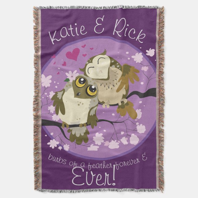 Luv Birds Owls Burbs a Feather Forever Throw Decke (Vorderseite Vertikal)