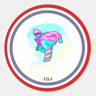 Luv bis Snowboard - Runder Aufkleber