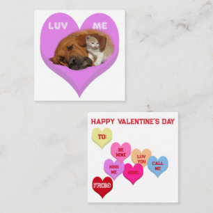 LUV ME Valentinstag-Tiere Unterhaltungsherzen Mitteilungskarte