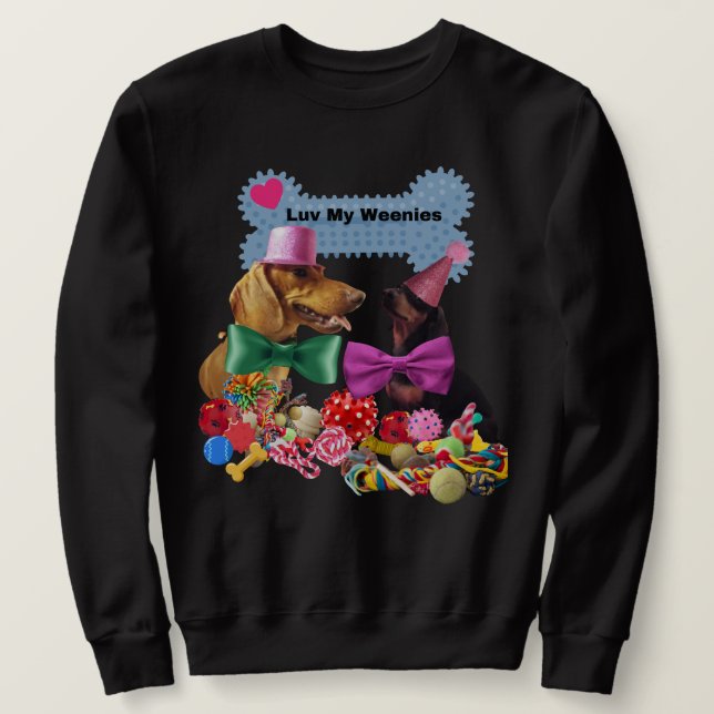Luv My Weenies Black Sweatshirt Men/Women (Design vorne)