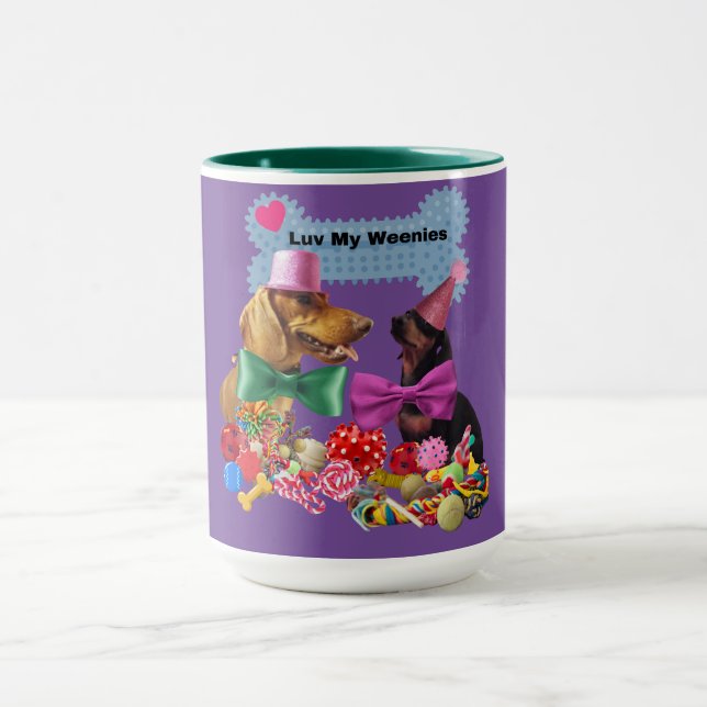 Luv My Weenies Lila/Green Coffee Tasse (Zentrum)