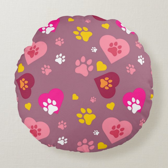 Luv Pawz Rundes Kissen (Vorderseite)