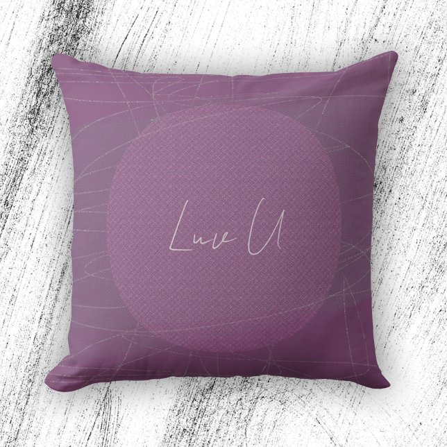 Luv U - Violet Trendy Modern Scribbled Lines Kissen (Luv U - Violet Trendy Modern Scribbled Lines Throw Pillow ©Susanne Sachers - Sunny Mind Design)