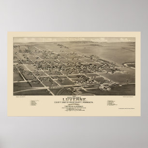 Luverne, MN Panorama Karte - 1883 Poster