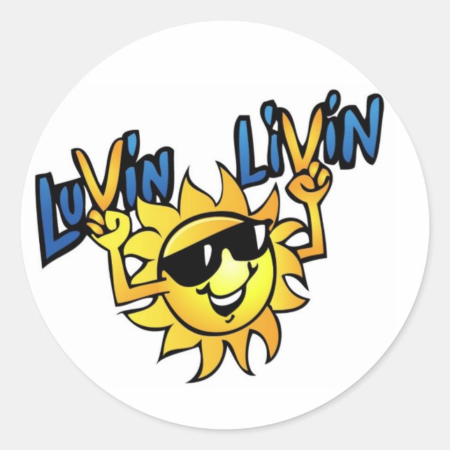 Luvin Livin Sun Graphic Round Sticker (Vorderseite)