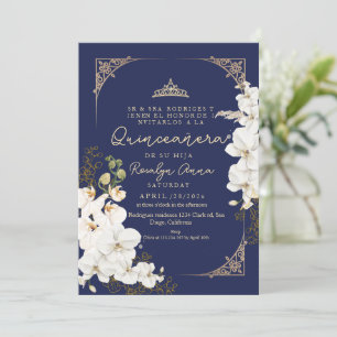 Lux Blume Orchids Tiara Princess Quinceañera Einladung