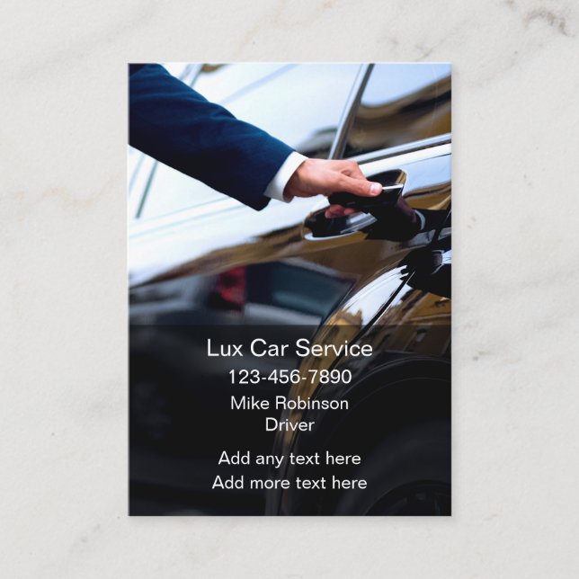 Lux Care Service Chauffeur Fahrerglanz Visitenkarte (Vorderseite)
