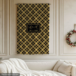 Lux Checkered Blanket Black Gold Outdoor Gift Idea Fleecedecke