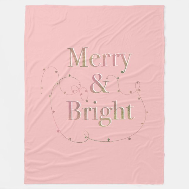 Lux Christmas Merry & Bright auf Pink Fleecedecke (Vorderseite)