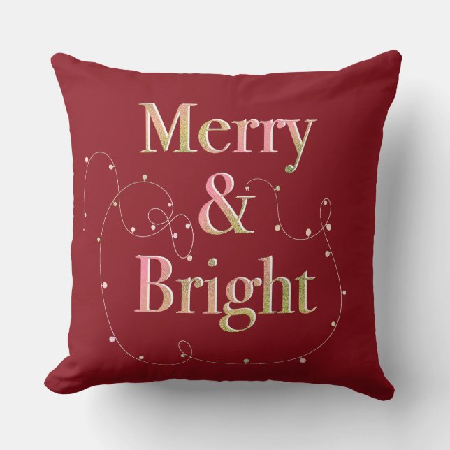 Lux Christmas Merry & Bright Throw Kissen (Vorderseite)