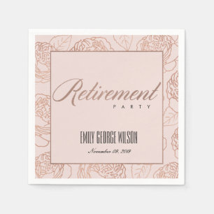 LUX ELEGANT BLUSPINK ROSE GOLD FLORAL RETIREMENT SERVIETTE