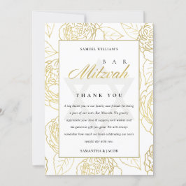 LUX ELEGANT NAVANT GOLD ROSE FLORAL BAT BAR MITZVA DANKESKARTE