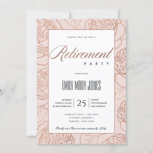 LUX ELEGANT ROSA ROSÉGOLD BLUMEN RENTENEINTRITT EINLADUNG