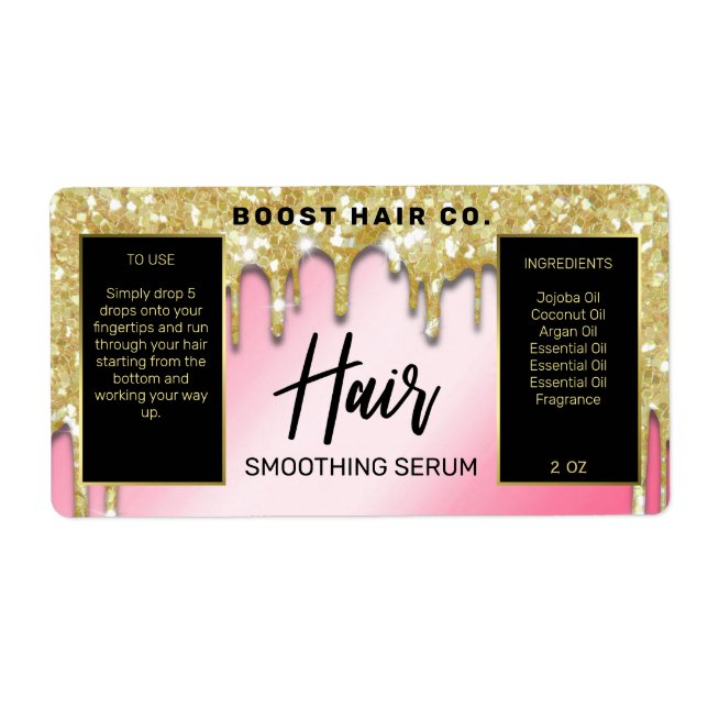 Lux Glitzer Tropfens Gold Pink Schwarzes Haar Seru (Vorne)