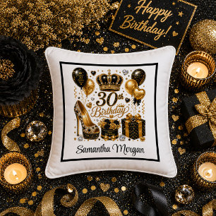 Lux Gold Black Glitter 30. Geburtstag Kissen