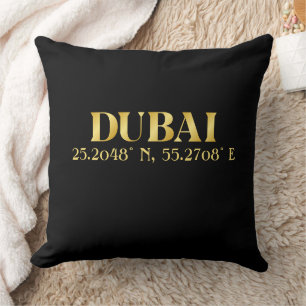 Lux Gold Dubai Latitude & Longitude Kissen