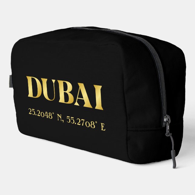 Lux Gold Dubai Latitude & Longitude Waschbeutel (Rechte Ecke)