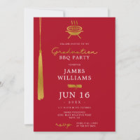 Lux Gold Foil Tassel Abschluss GRILLEN Party Red