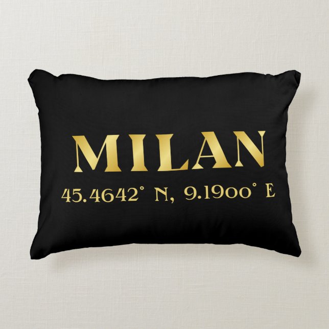 Lux Gold Milan Latitude & Longitude Black Dekokissen (Vorderseite)